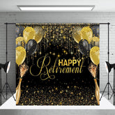 Aperturee - Champagne Black Gold Ballloons Retirement Backdrop